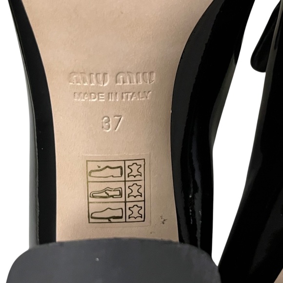 Miu Miu Womens Black Patent Leather Big Buckle Block Heel Loafers Shoes 37, US 7 - Picture 9 of 11